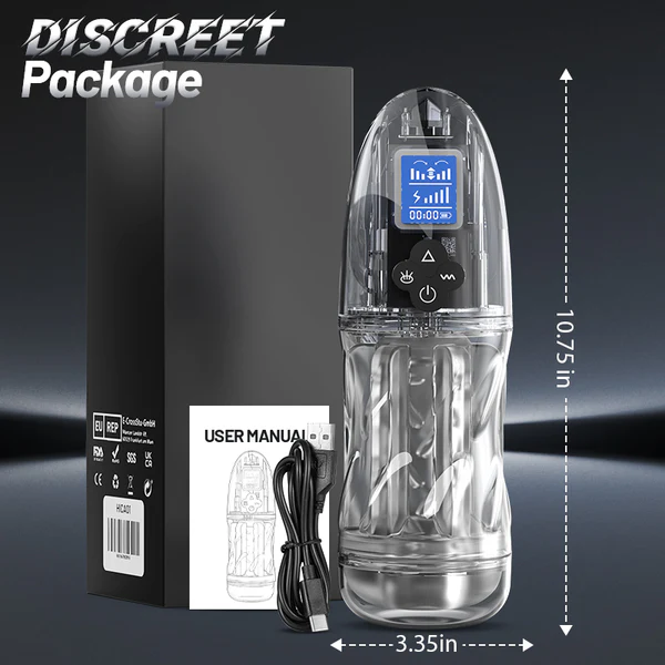 Fully Transparent Vibrating Sucking Voice Male Mechanical Stroker