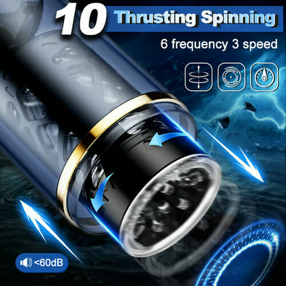 [Limited Time Special] Swordsman 10 Thrusting Spinning Suction Cup Hands Free Masturbator