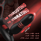 Low Noise 10 Thrusting & Vibrating Double Cock Rings Silicone Prostate Massager