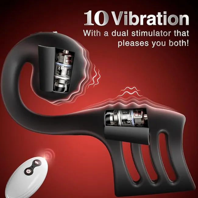 10-Mode Vibrating Penis Ring for Couples – Remote Cock Sleeve with Clit & G-Spot Stimulator