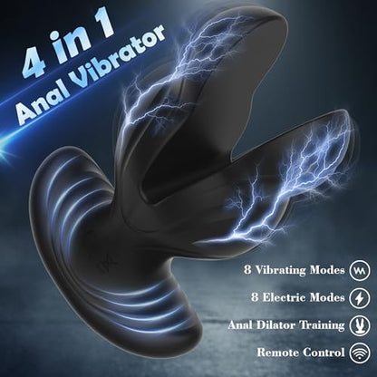 8 Electric Shock & Vibrations Remote Control Large Anal Plug Vibrator