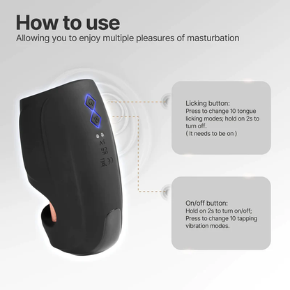 10 Tongue Licking Vibrations and 10 Beating Vibration Modes Penis Training Vibrator