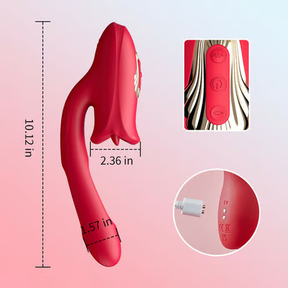 G Spot Flapping Vibrator with Kissing Function & Vibrating Tongue