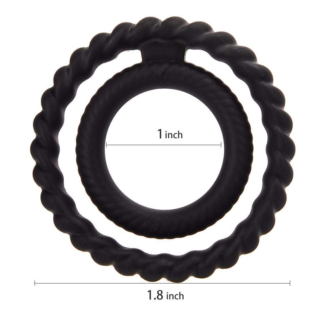 Screw Thread Dual Penis Ring Erection Enhancing Sex Toy