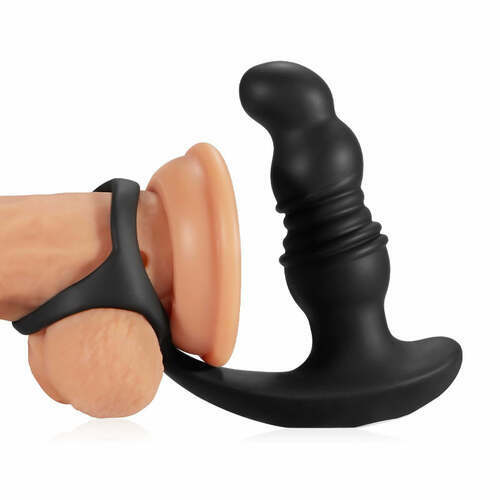 2 in 1 3 Thrusting 7 Vibrations Anal Massager with Cock Ring