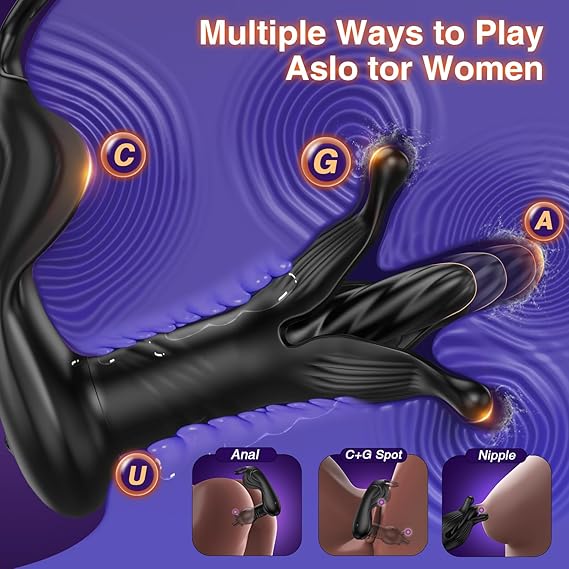 9 Tension Shock Flapping Thrusting Vibrating Cock Ring Anal Vibrator Dildo