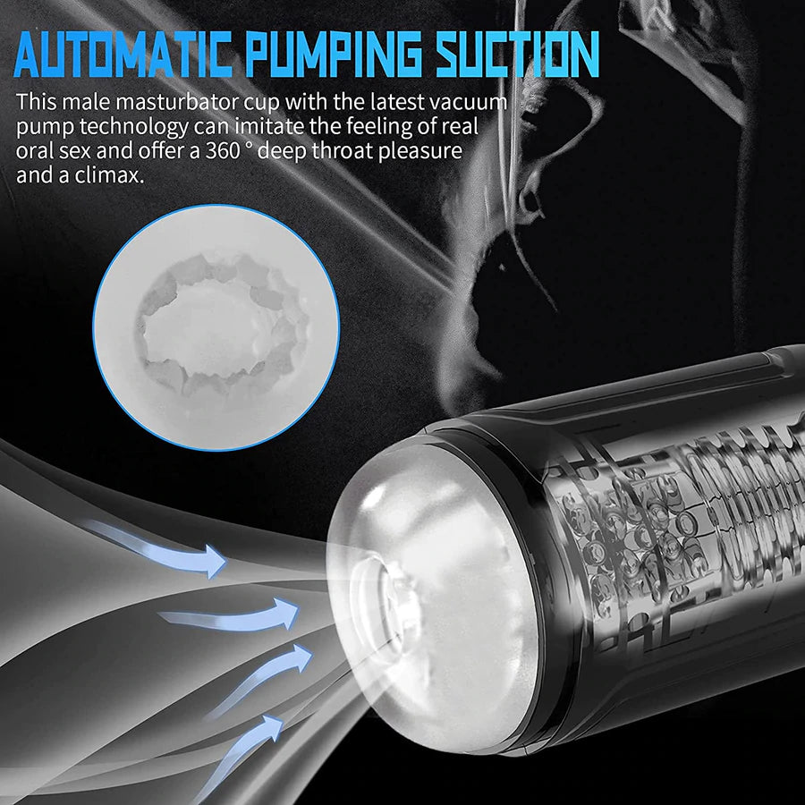 Automatic Penis Masturbation Blowjob Cup with 7 Oral-Suction & 7 Vibration Modes