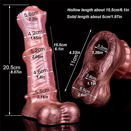8.07in Horse Penis Extender Sleeve – Realistic Silicone Enlargement Sleeve with Cock Ring for Men (Brown)