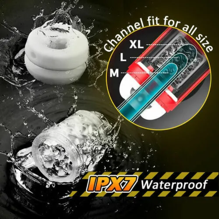 Stepless Adjusting Thrusting Rotating Male Masturbator with Visible Channel