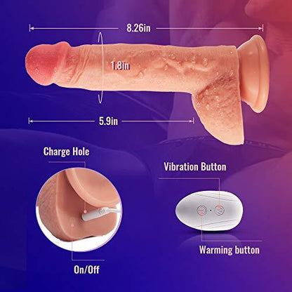 8.3-Inch 4 in 1 Thrusting Rotation Vibrating Heating Lifelike Dildo