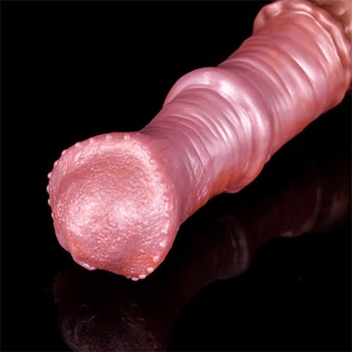 8.07in Horse Penis Extender Sleeve – Realistic Silicone Enlargement Sleeve with Cock Ring for Men (Brown)