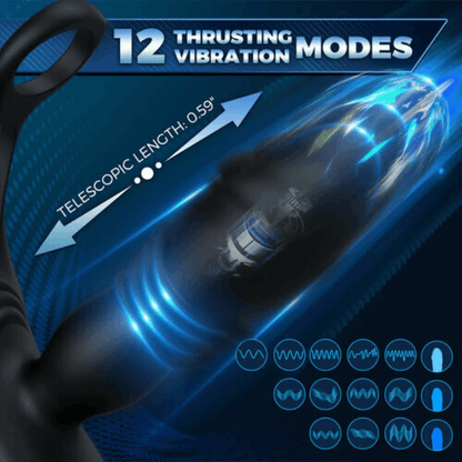 3 Thrusting & 12 Vibrating Cock Rings Prostate Massager