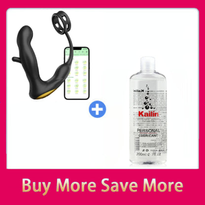 Hollow Flapping Vibrating Silicone Prostate Massager with Cock Ring