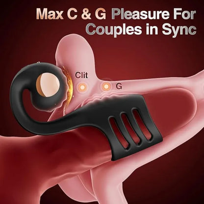 10-Mode Vibrating Penis Ring for Couples – Remote Cock Sleeve with Clit & G-Spot Stimulator
