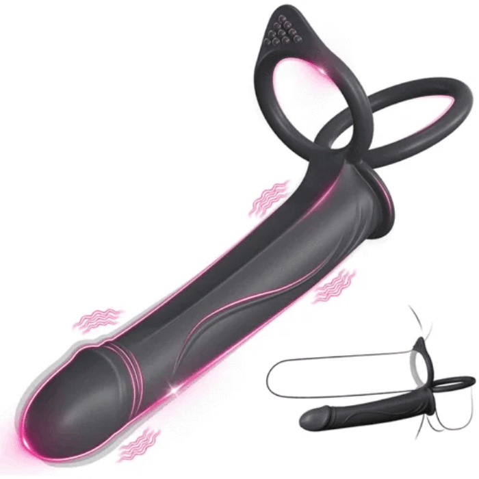 10 Vibrating Multi-Purpose Pleasure Double Strap-On Dildo