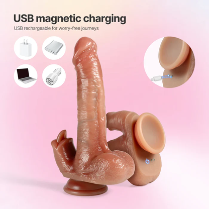 3 Thrusting Patterns & 9 Vibration Patterns Dual Stimulation Heating Dildo