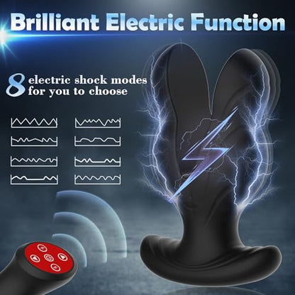 8 Electric Shock & Vibrations Remote Control Large Anal Plug Vibrator