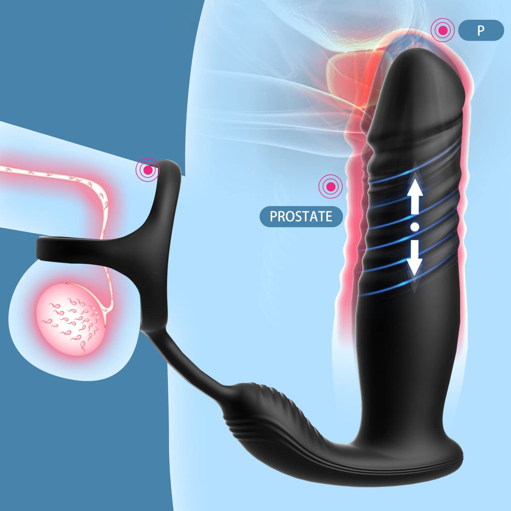 6 Mode Prostate Massager with Cock Ring, App and Remote Control for Couples