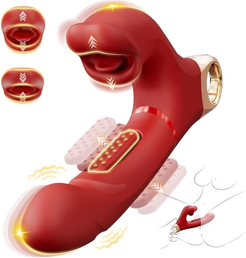 Eveandlove G Spot Vibrato: 3 in 1 Tongue Rose Clitoral Vibrator, 7 Flapping & 5 Biting Vibration Modes